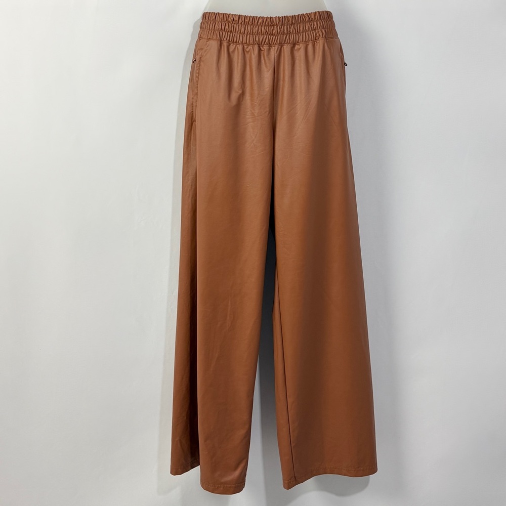 Offline by Aerie Faux Leather Wide Leg Pants Brown Medium